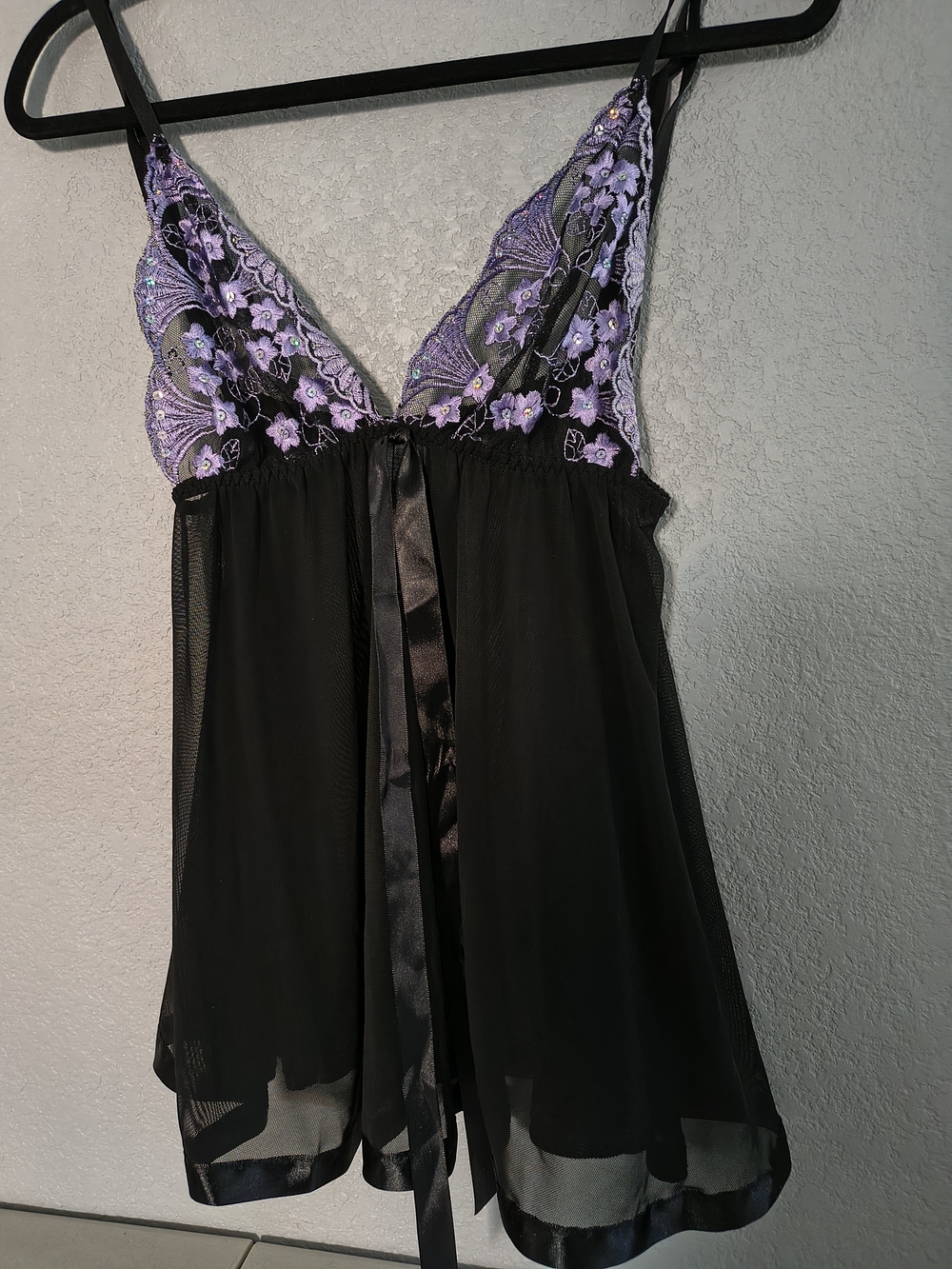 Retro Black Purple Babydoll Nightgown Costume Cosplay Teddy Lingerie